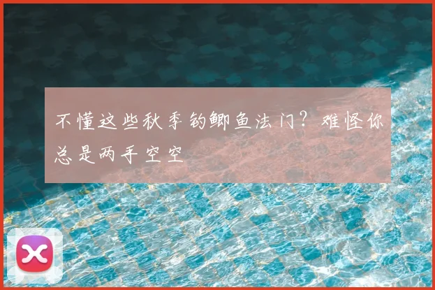 不懂这些秋季钓鲫鱼法门？难怪你总是两手空空